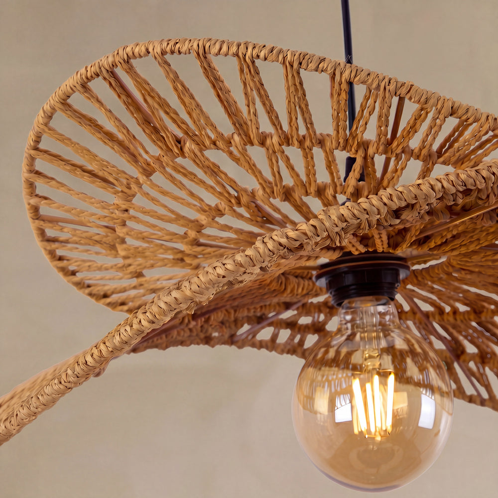 Bmboo bamboo pendant lamps in restaurant dining room