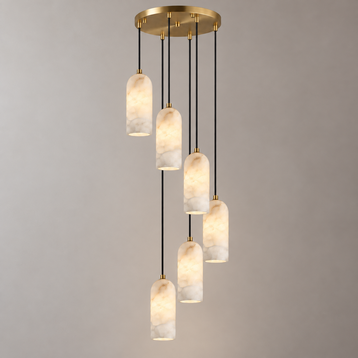 Ambra Alabaster Cluster Pendant Light, 6 lights, studio photo