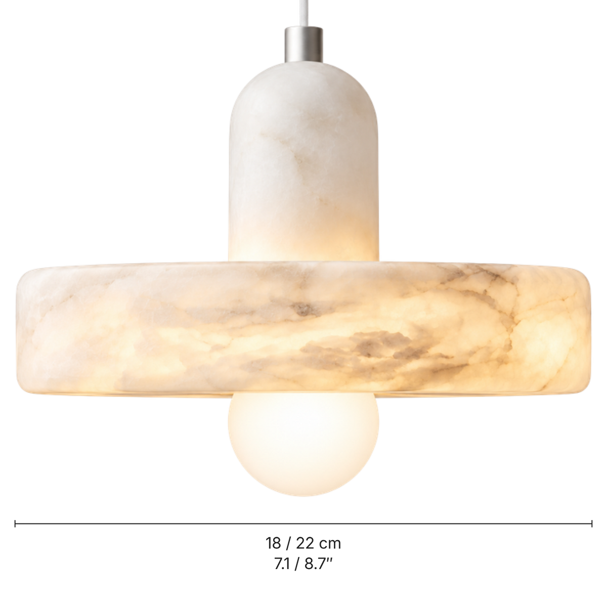 Gemma Alabaster Ring Pendant Light, dimensions