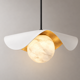 Calla Alabaster Leaf Pendant Light, White Shade