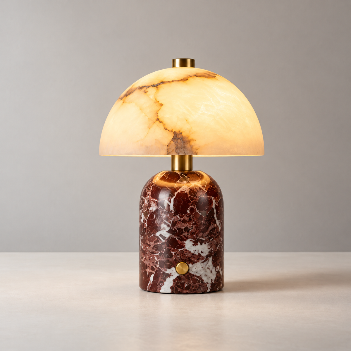 Corvina Marble Cordless Table Lamp, red marble, studio photo