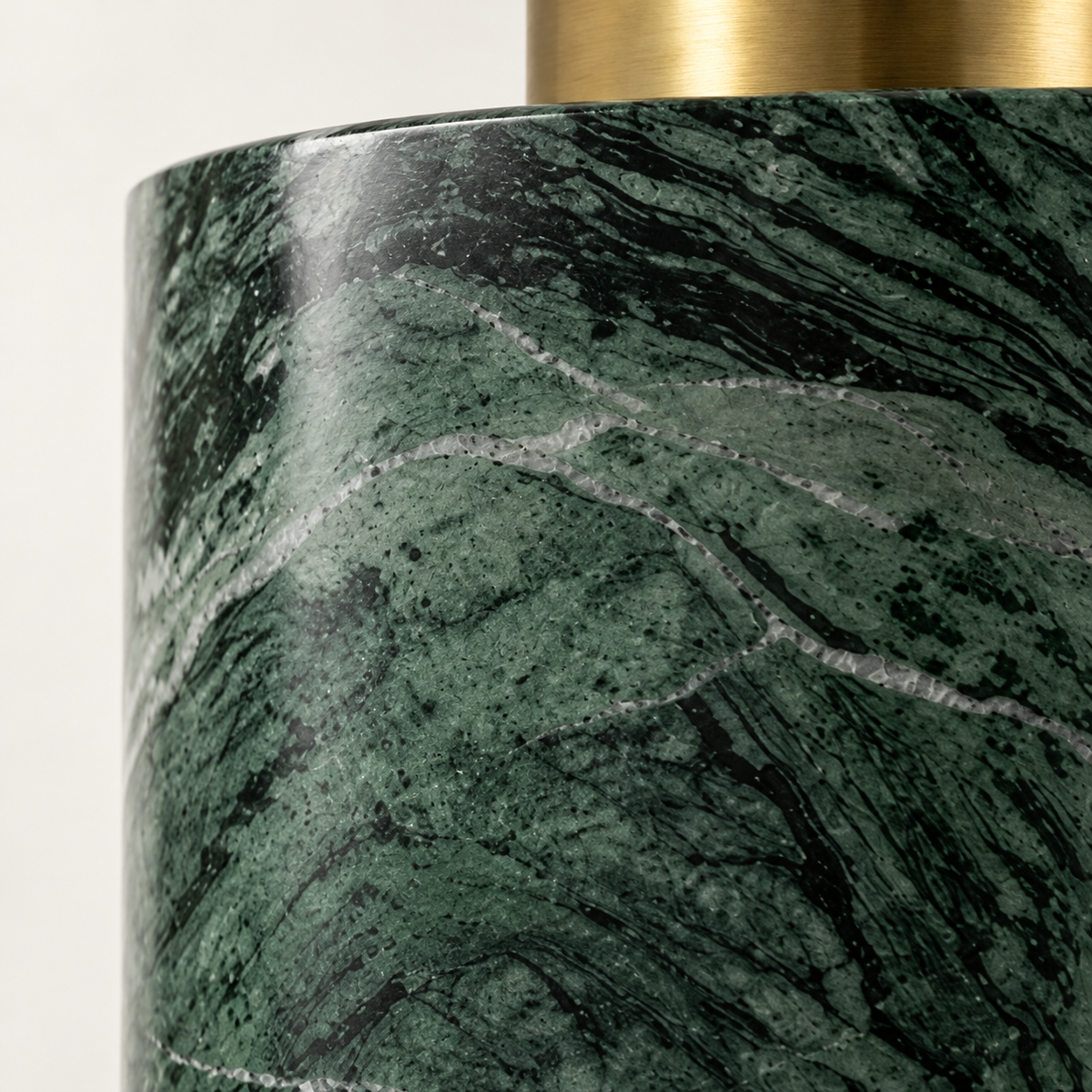 Milo Marble Drum Pendant Light, green marble, studio photo